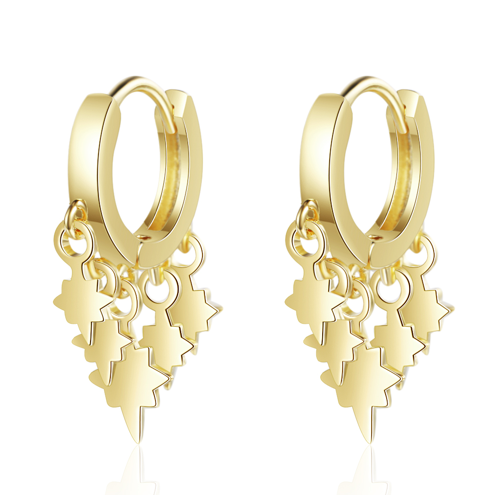 BIGLNY New 925 Silver Earrings Flashing Current Su 18K Gold Earrings For Women Jewelry Gifts Small Hoop Earrings Drop Earrings